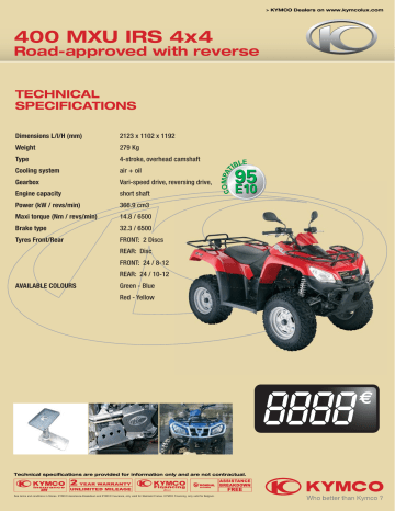 KYMCO 400 MXU IRS 4X4 Owner Manual | Manualzz