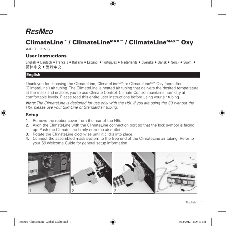 ResMed ClimateLine tubing User guide | Manualzz