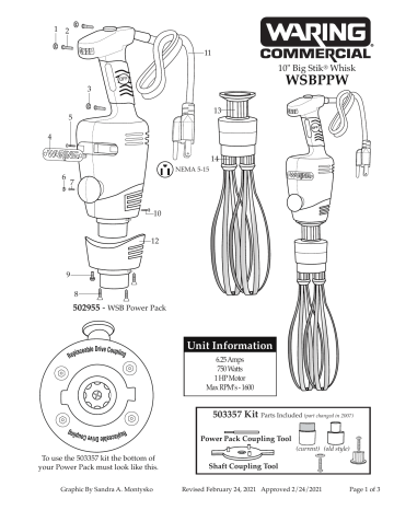 Waring WSBPPW Heavy-Duty Big Stik® Power Pack Parts Diagram | Manualzz