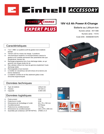 Einhell Batteria Power X-Change Plus 18 V / 3,0-Ah