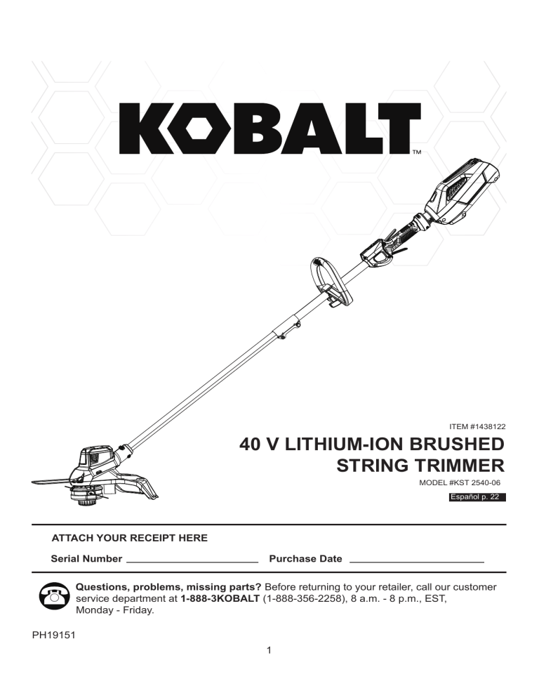 Kobalt KST 254006, 1438122 Manual Manualzz
