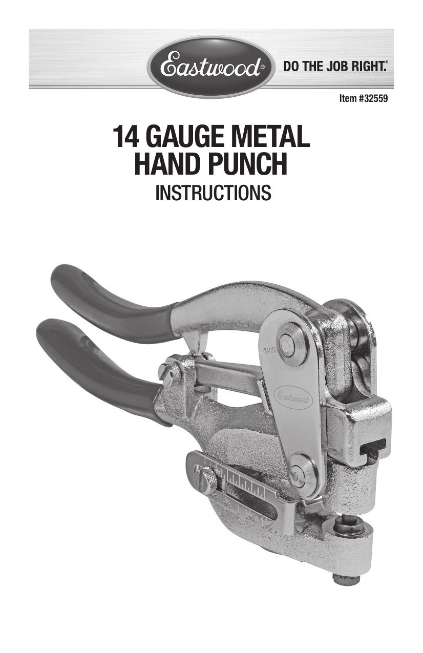 Eastwood 14 Gauge Sheet Metal Hand Operated Hole Punch