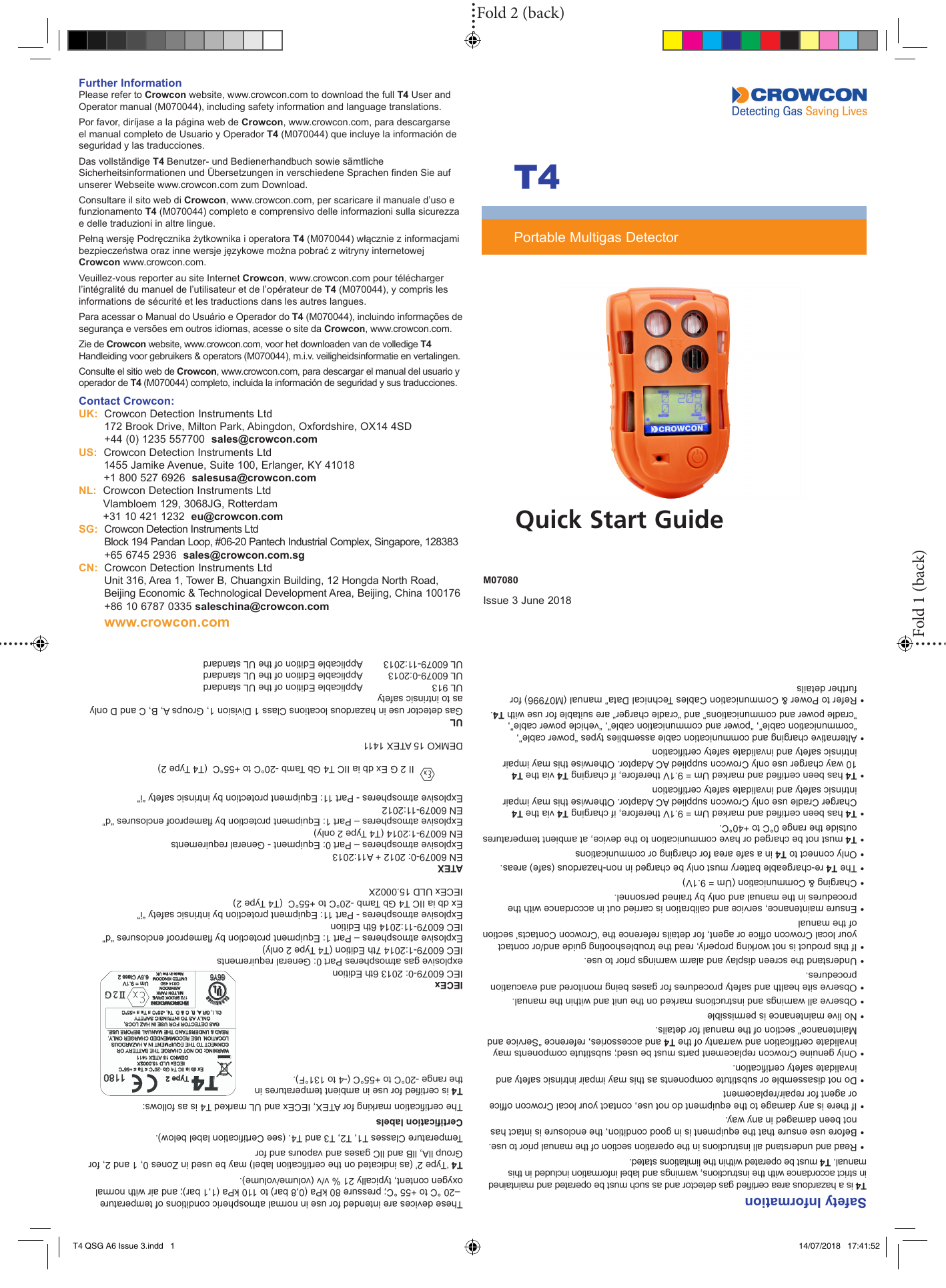 Crowcon T4 Portable Gas Detector Quick Start Guide Manualzz