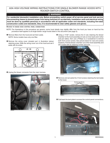 Venmar VCQSEN1 Range Hood Wiring Instructions | Manualzz