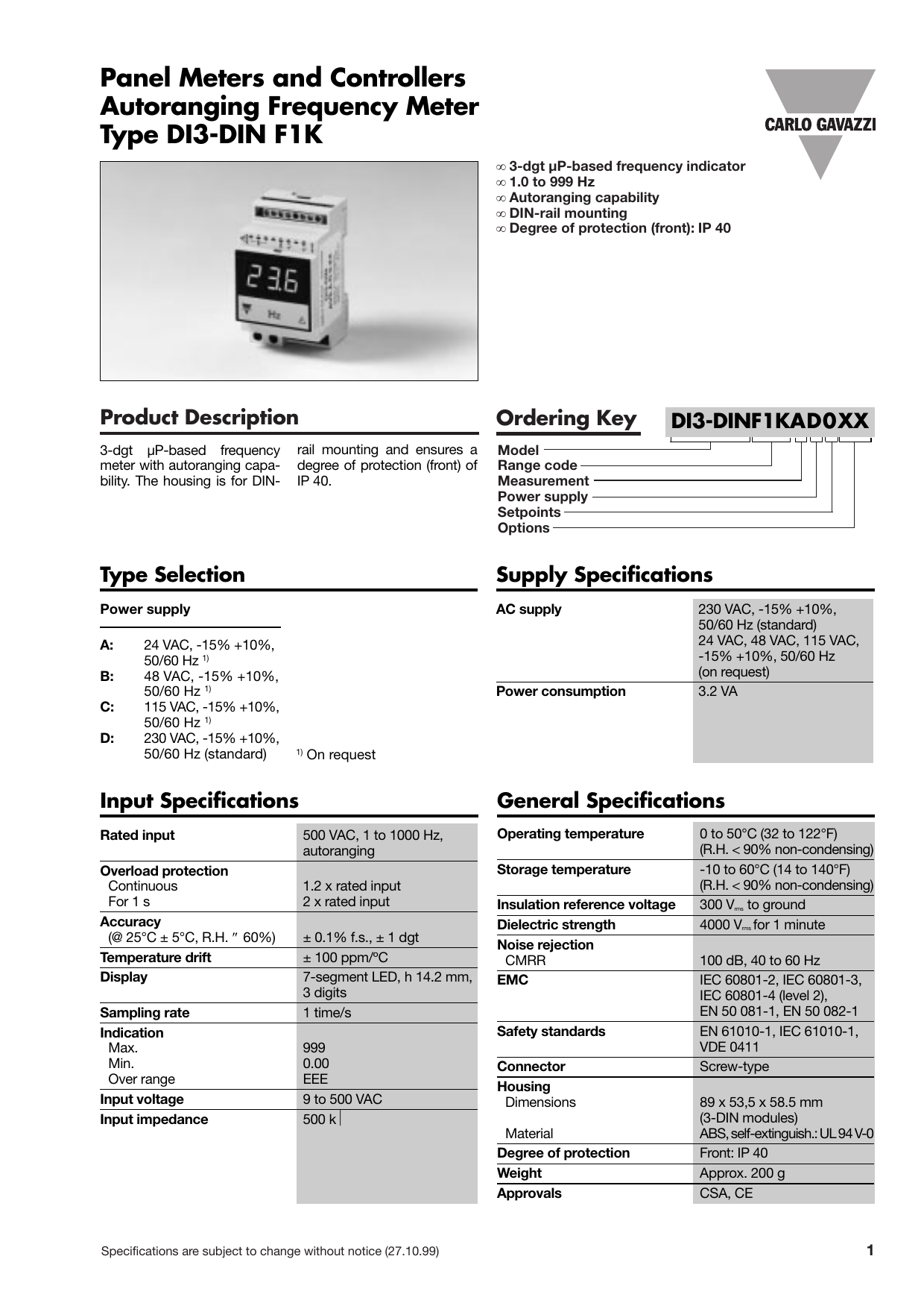 Carlo Gavazzi Di3dinf1kad0xx Datasheet Manualzz