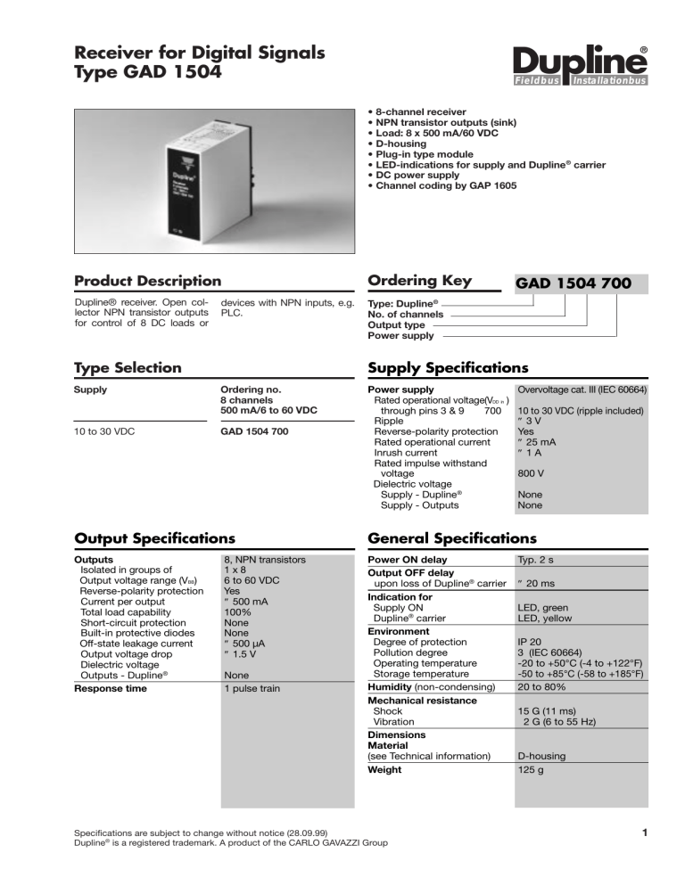 Carlo Gavazzi Gad1504700 Datasheet Manualzz