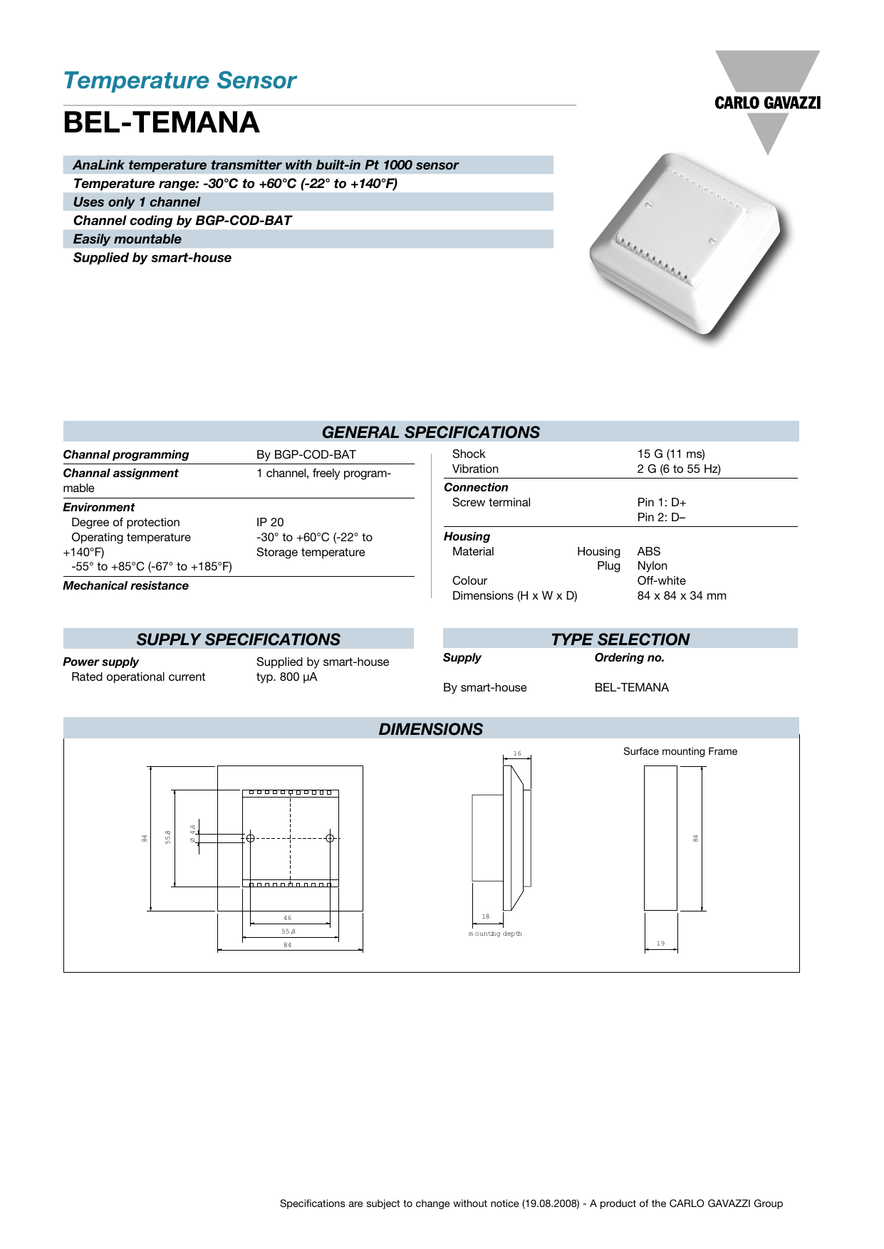 Carlo Gavazzi Bel Temana Datasheet Manualzz