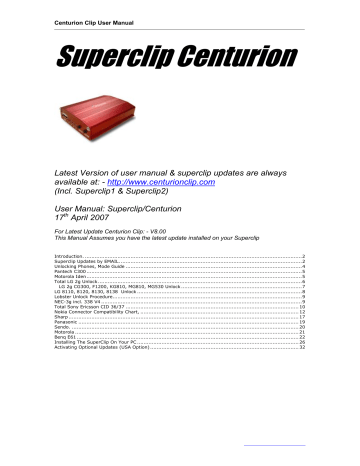 Centurion Superclip Series, Superclip1, Superclip2 User Manual | Manualzz