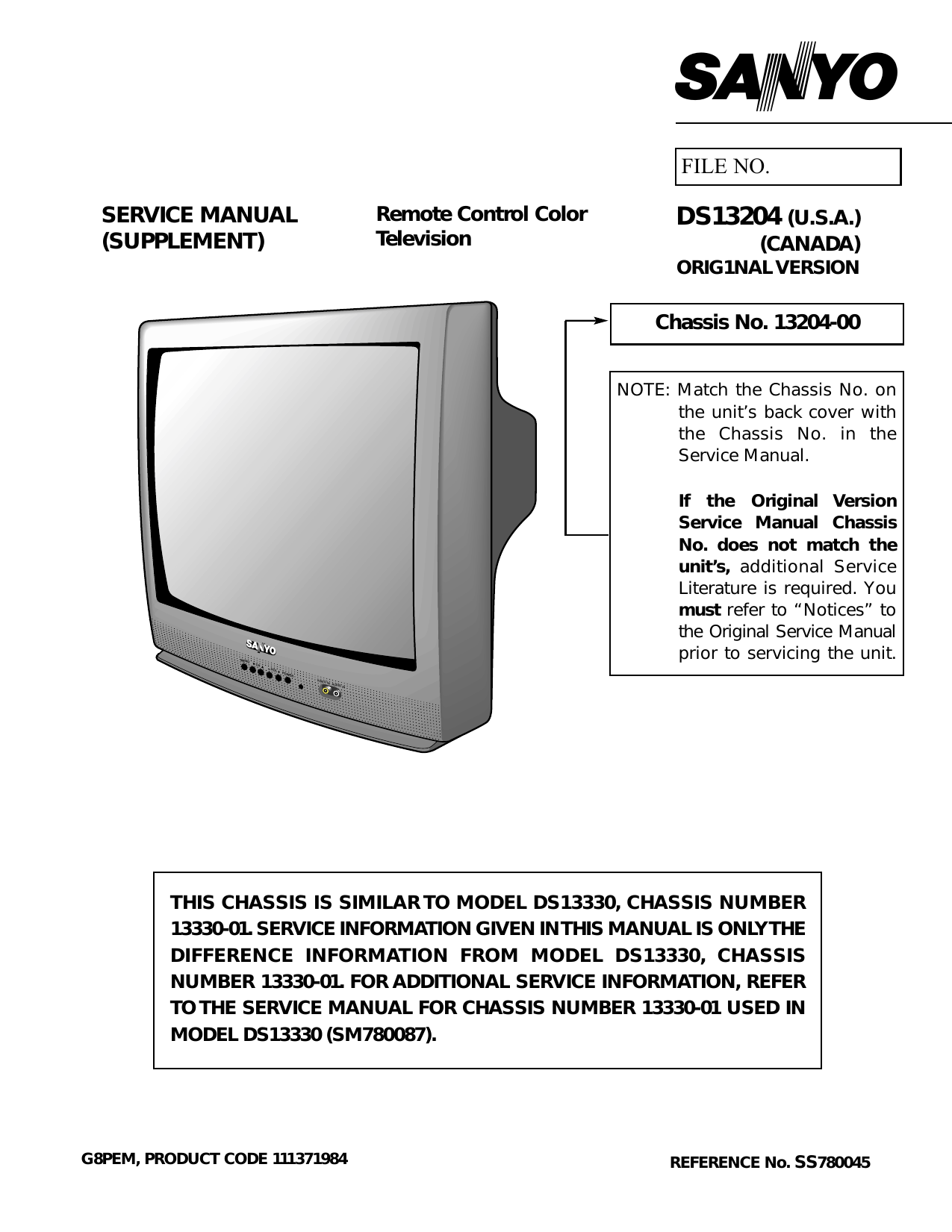 Sanyo Balances, DS13204 Service Manual | Manualzz