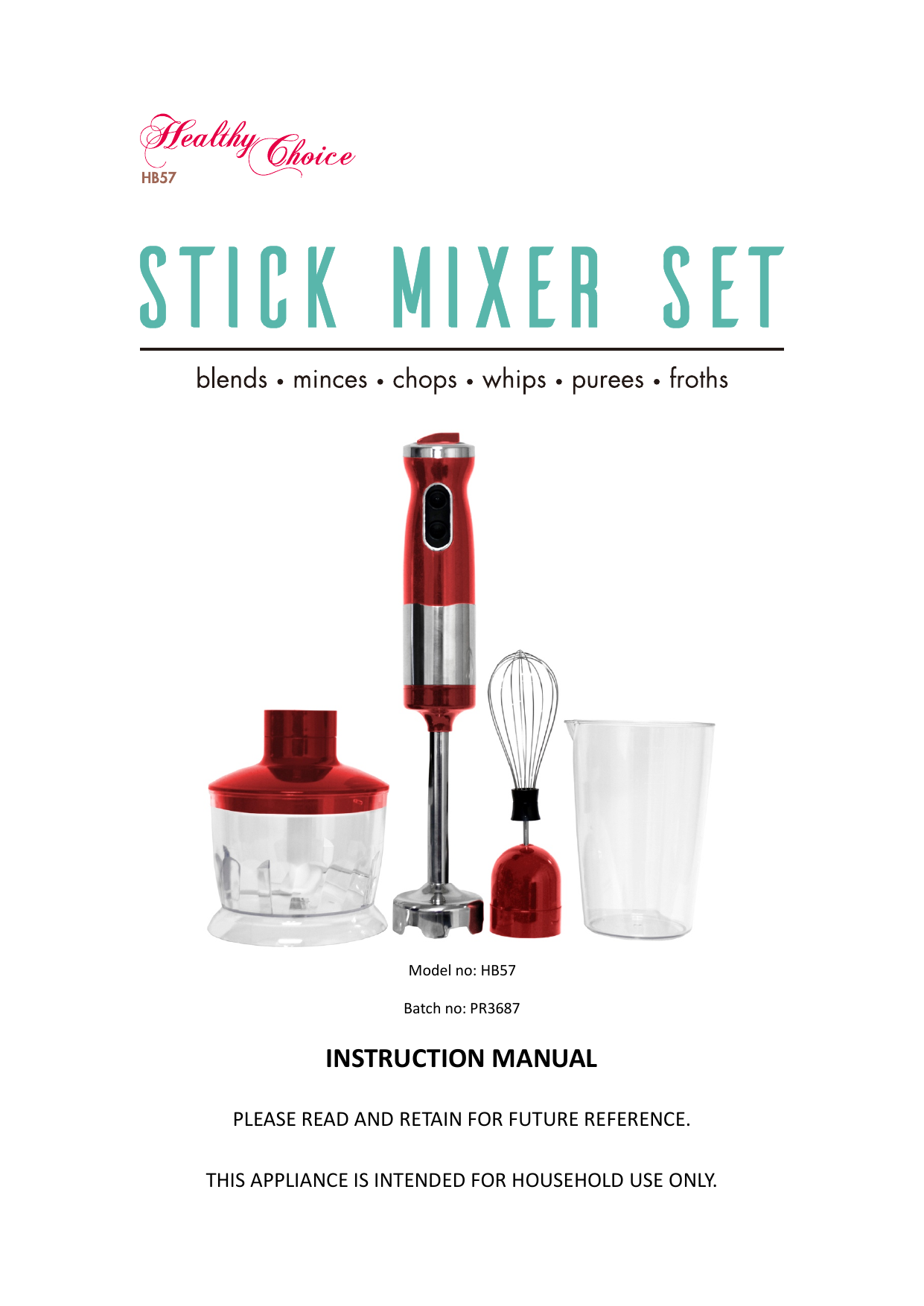 Lenoxx Healthy Choice HB57 Instruction 