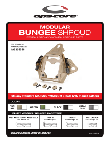 Tactical Helmet Bungee Shroud Mount – 3-Hole Low Profile, Compatible With 3rd Gen Cuttlefish Helmets