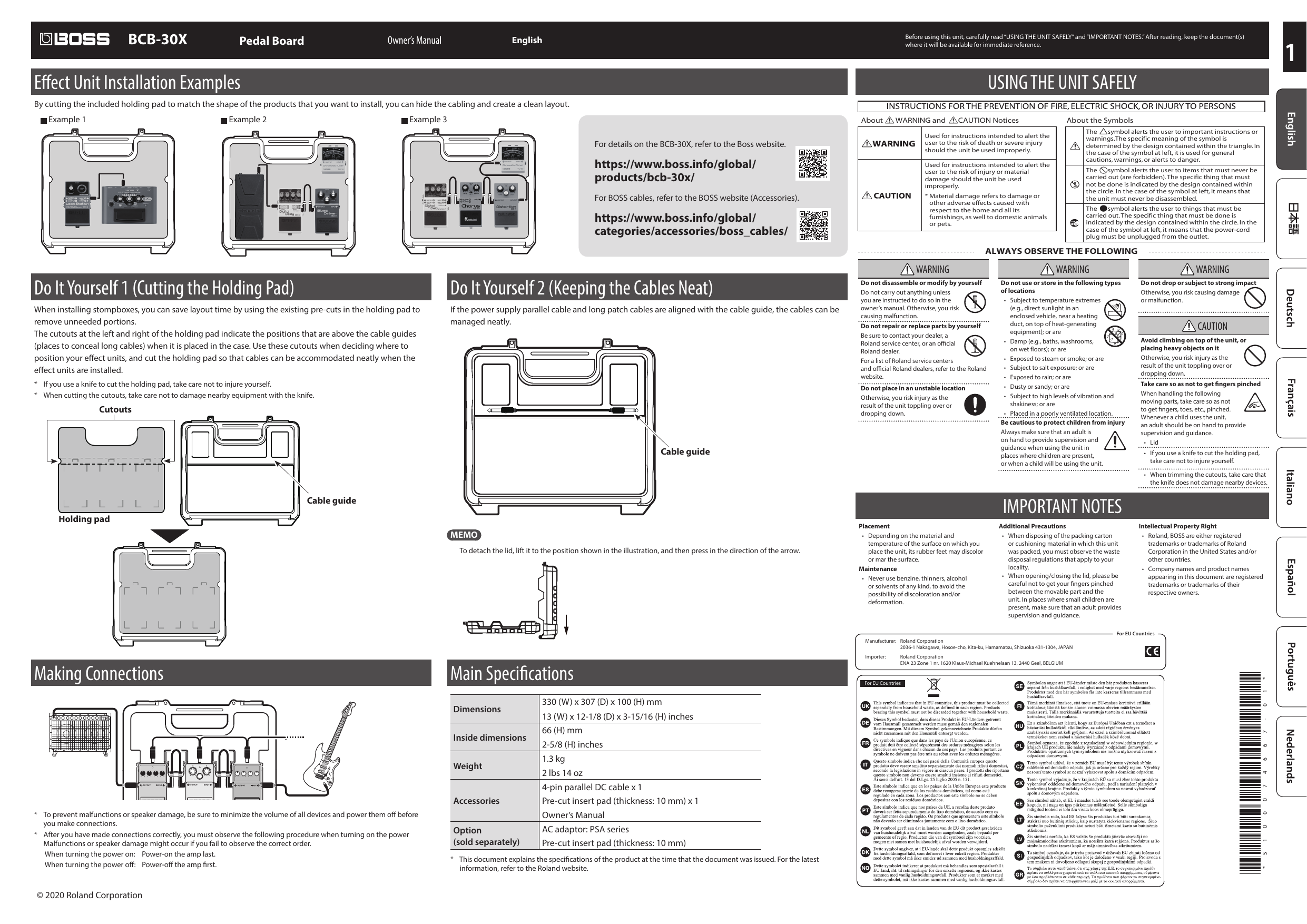 Boss Bcb 30x Pedal Board Owner Manual Manualzz