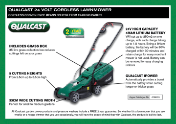 Qualcast 24V CORDLESS LAWNMOWER Instruction Manual Manualzz