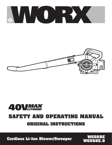 Worx 40V WG568E Max Lithium Corded Blower Instruction Manual