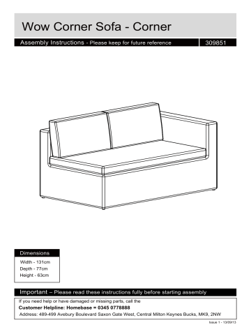 Argos Rattan Effect 3 Seater Mini Corner Sofa Instruction Manual