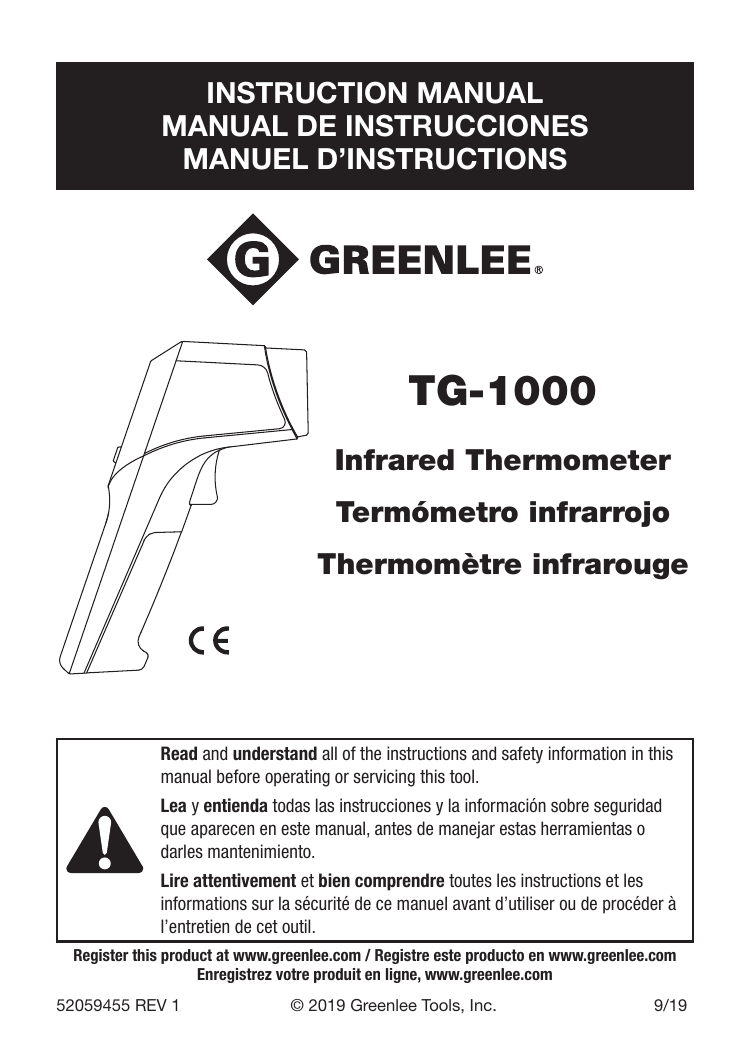 Greenlee TG-1000 Handheld IR Thermometer