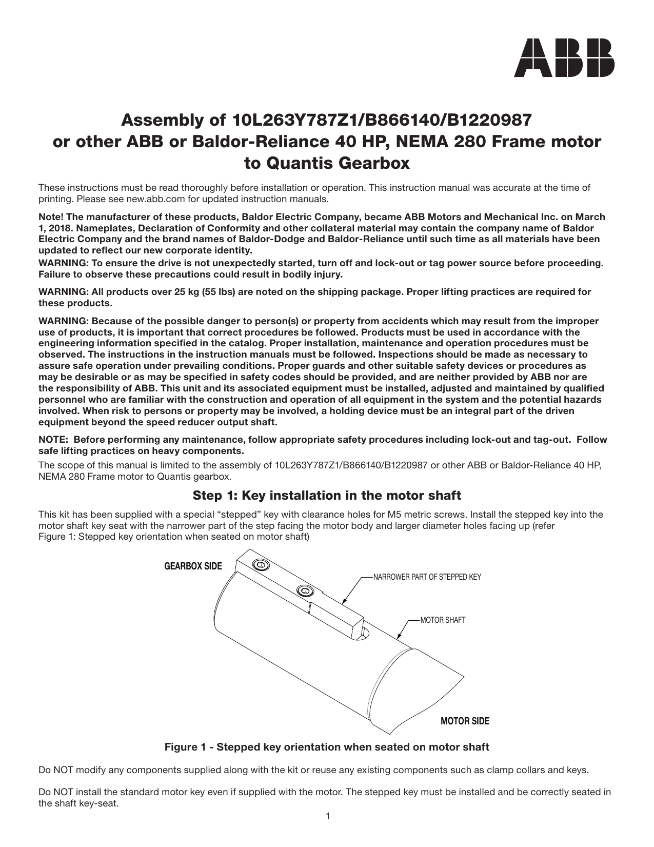 Dodge Assembly Of 10l263y787z1 B866140 B1220987 Or Other Or Baldor Reliance 40 Hp Nema 280 Frame Motor To Quantis Gearbox Owner S Manual Manualzz