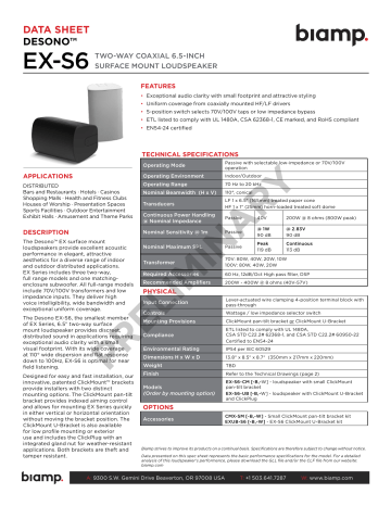 Biamp Desono EX-S6 Data Sheet | Manualzz