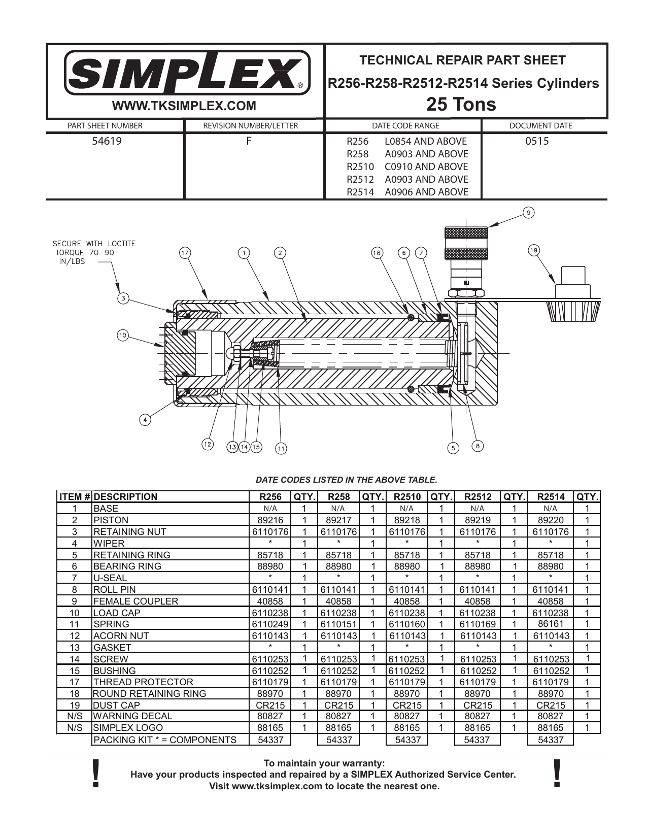 6110253 SIMPLEX Screw SPEC 6110253 SIMPLEX Screw SPEC