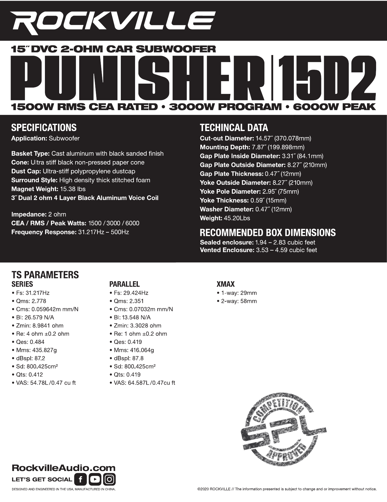 Rockville PUNISHER 15D2 Owner Manual 