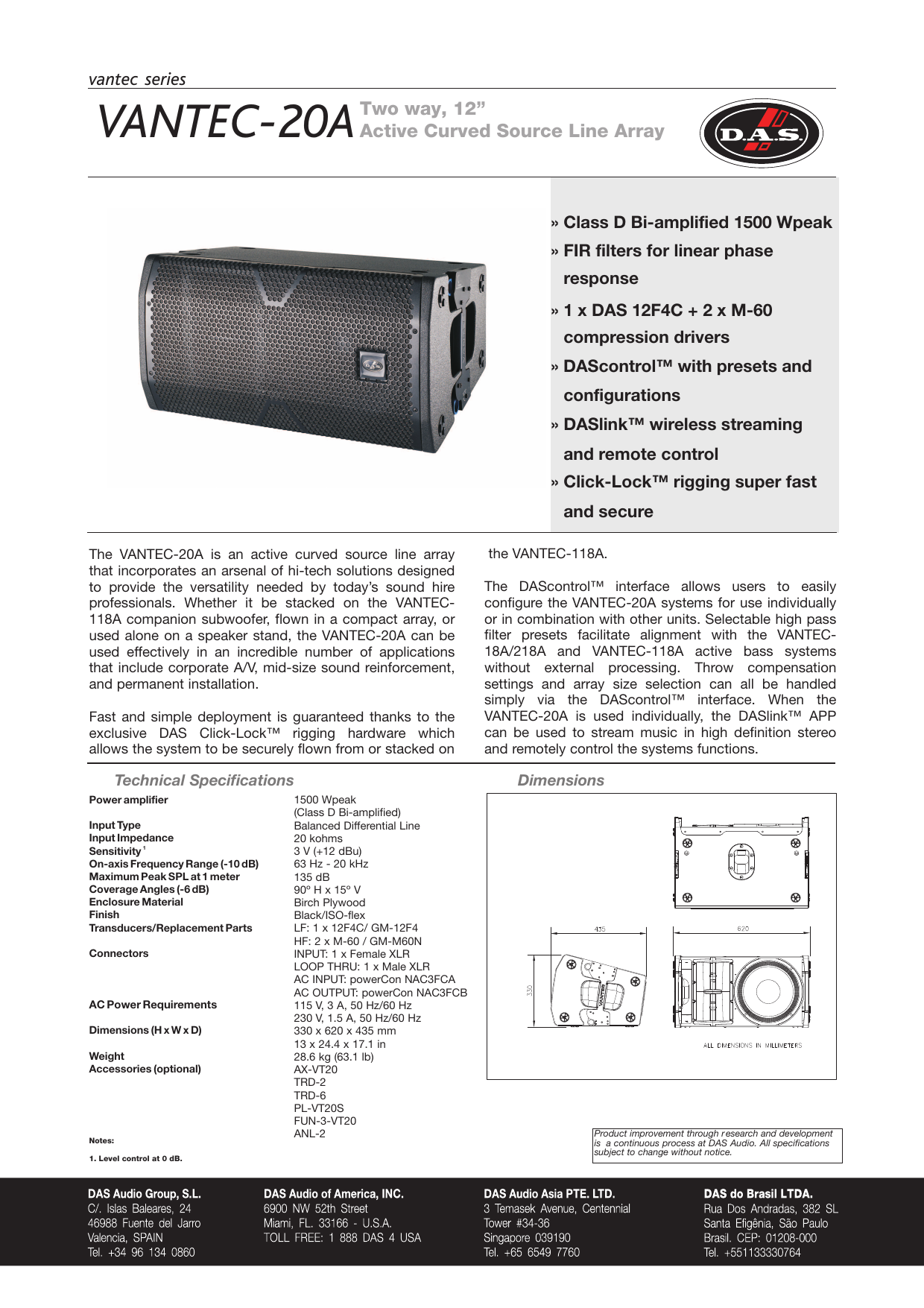DAS VANTEC-20A-W System Data Sheet 