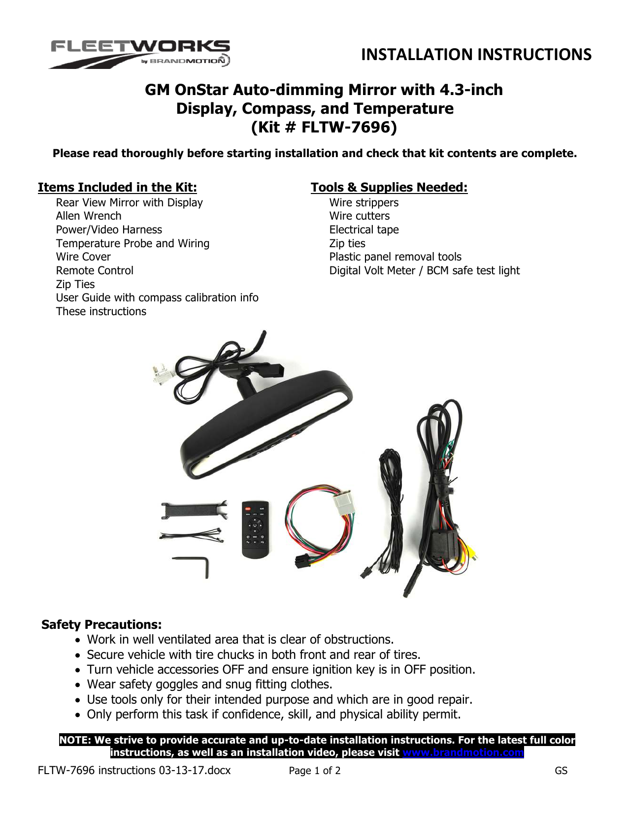 OnStar Auto Dim Mirror 4.3 display Compass/Temp Auto Parts