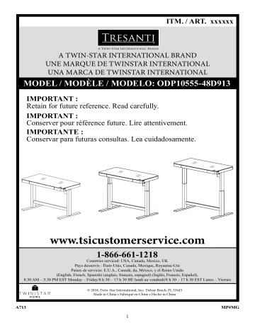 tresanti adjustable height desk assembly instructions