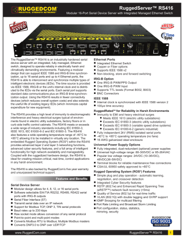 Ruggedcom Ruggedserver Rs416 Specification Sheet Manualzz