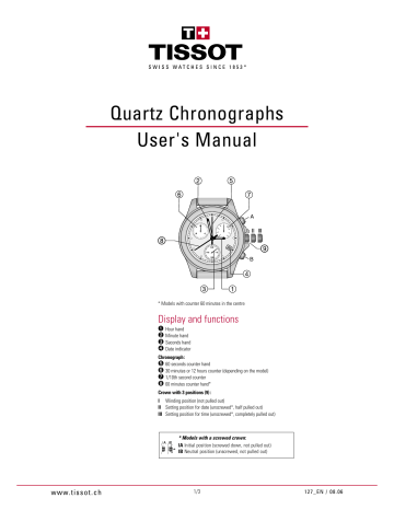 Tissot QUARTZ CHRONOGRAPHS User Manual Manualzz