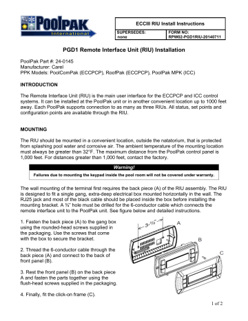 Carel PGD1 Install Instructions | Manualzz