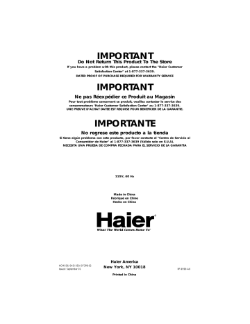 Haier HCM036PB, HCM045PB, HCM050PA, HCM073PA User Manual | Manualzz