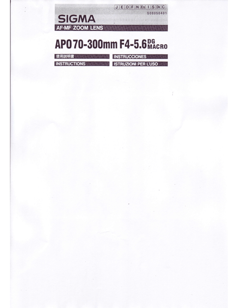 Sigma Apo 70 300mm F4 5 6 Dg Macro Operating Instructions Manualzz