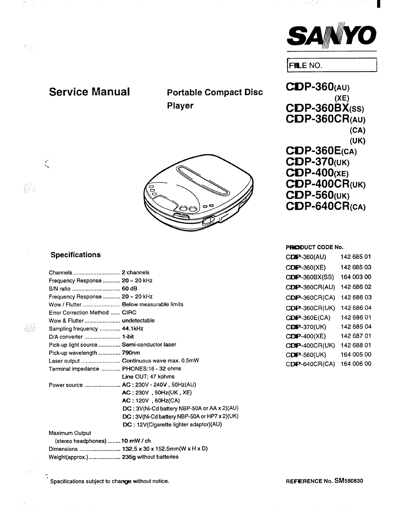 Sanyo Cdp 360 Cdp 360e Cdp 370 Cdp 400 Cdp 560 Service Manual Manualzz