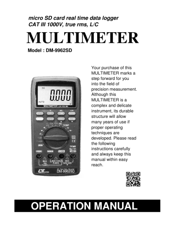 6-3 Manual Datalogger. Lutron Electronics DM-9962SD | Manualzz