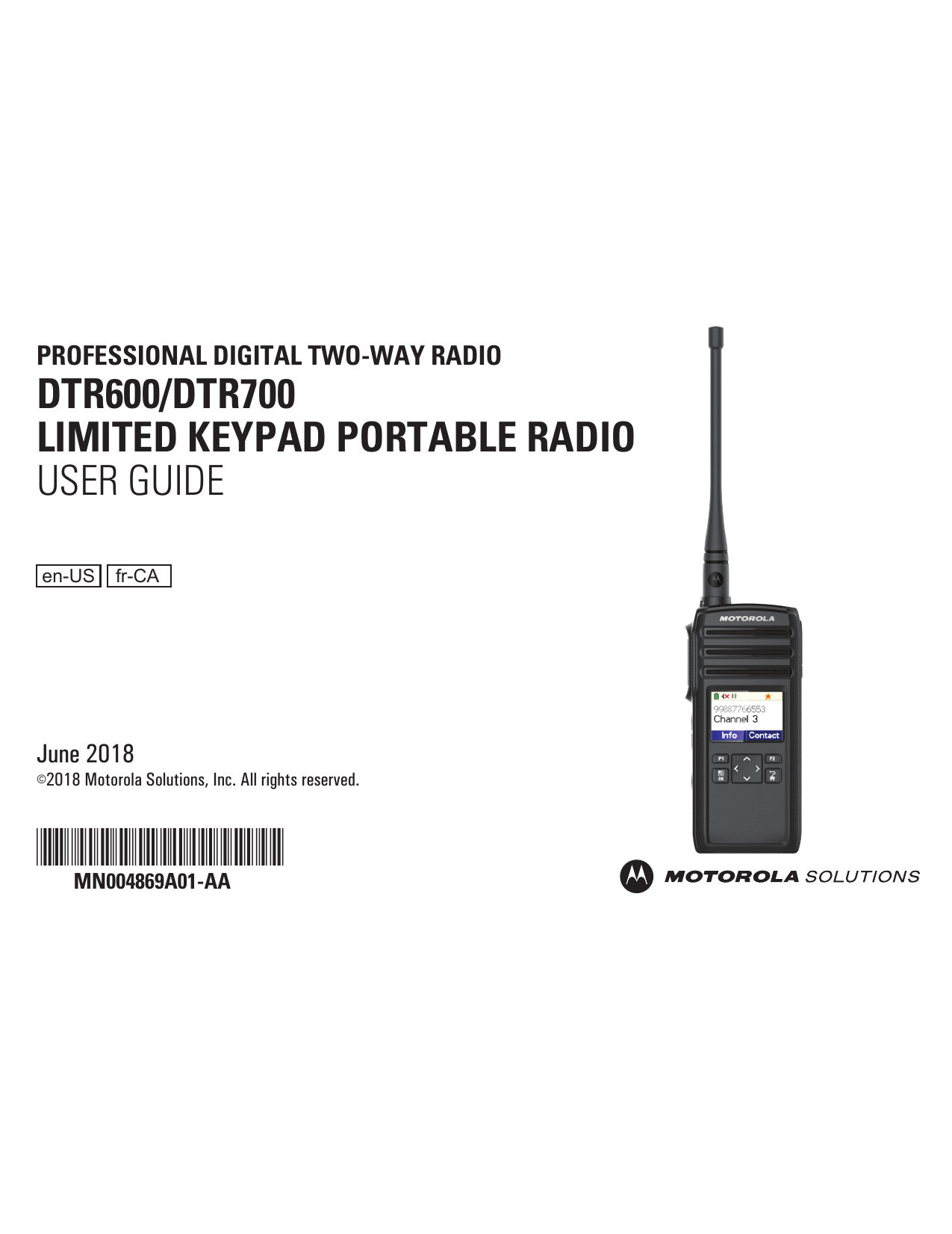 DTR700 Digital Two Way Radio - Motorola Solutions