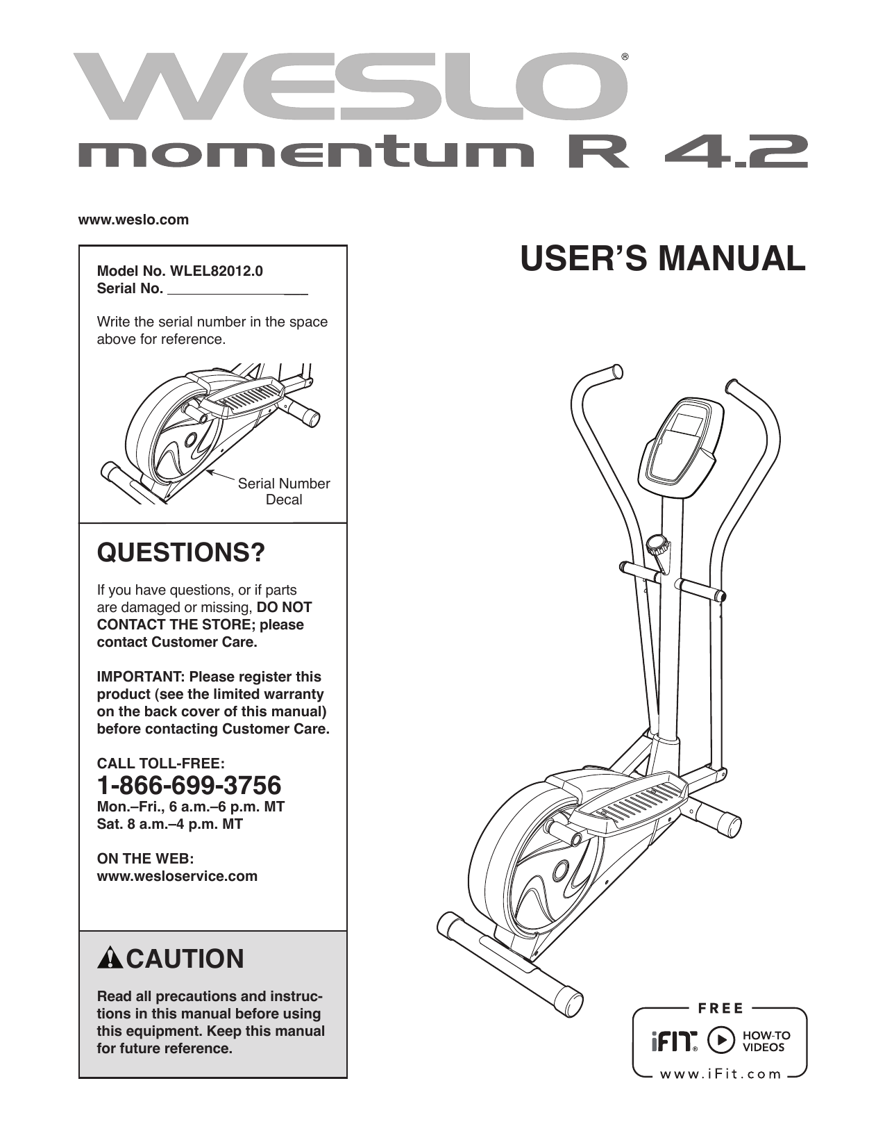 Momentum 620 elliptical online manual