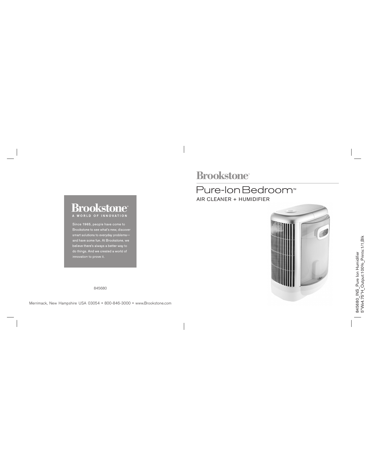 Brookstone ion air purifier shop manual