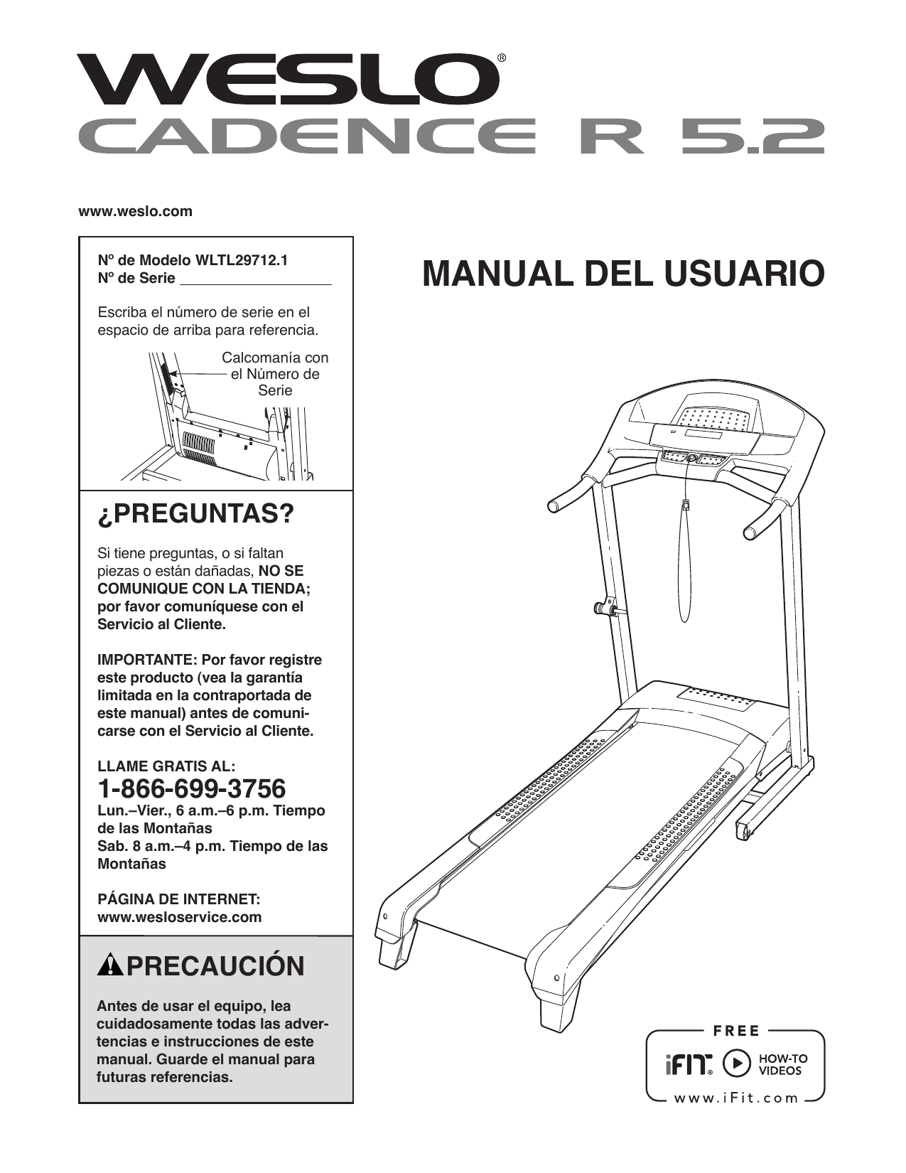 Weslo Cadence R 5.2 WLTL29712.1 Manual Del Usuario Manualzz