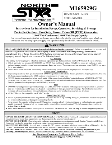 North Star 165929, M165929G Owner's Manual | Manualzz
