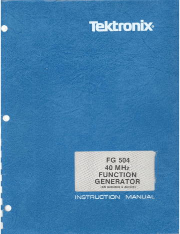 Tektronix FG 504 Instruction Manual | Manualzz