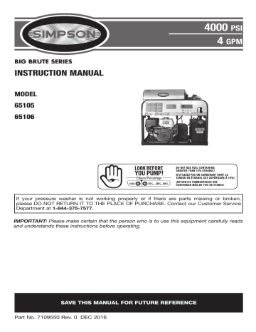 Simpson 65105, 65106, BIG BRUTE Series Instruction Manual | Manualzz