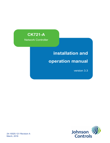 Johnson Controls CK721-A Installation And Operation Manual | Manualzz