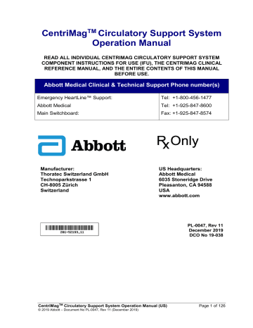 WARNINGS AND PRECAUTIONS. Abbott CentriMag | Manualzz