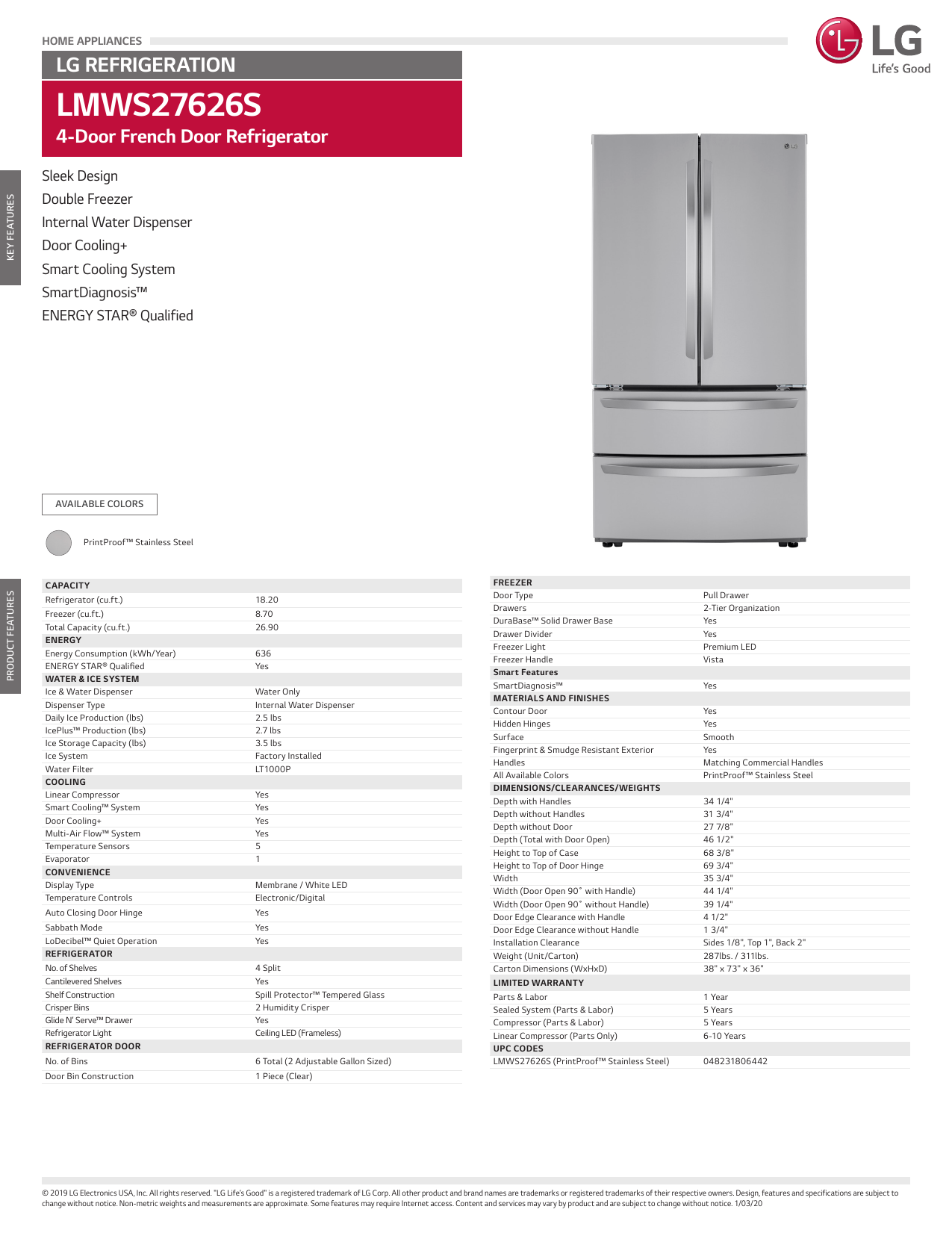 lg lmws27626s dimensions