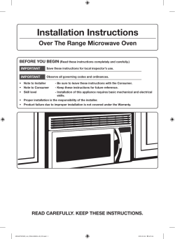 Samsung ME21R7051SS - Installation Instructions, Owner's manual