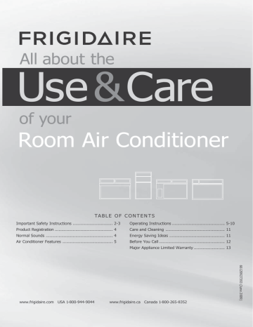 Frigidaire FFTA1033U2 Wall Air Conditioner Owner's Guide | Manualzz