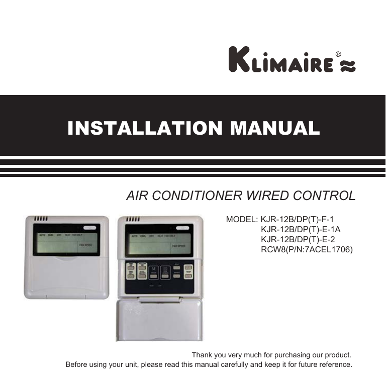 TNWT KJR-120A/TF-H Wired wall thermostat for commercial applications