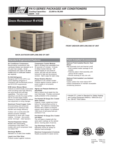 Bard R-410a Air Conditioner User Manual 