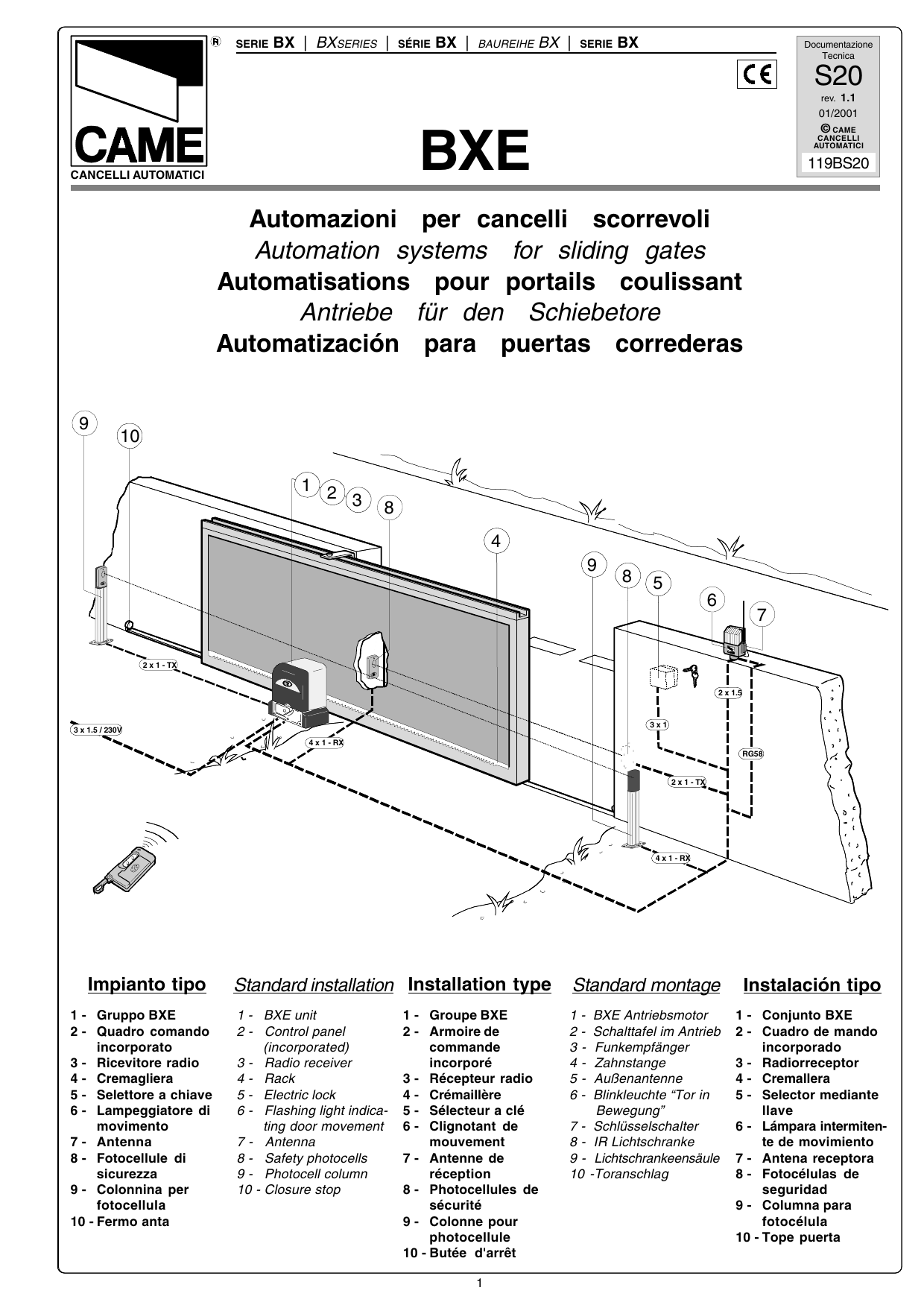 Came cancelli automatici схема подключения