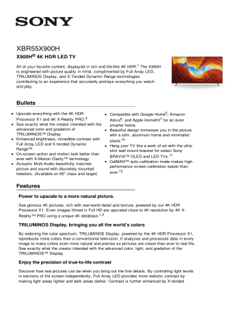 Sony XBR55X90CH Specification | Manualzz